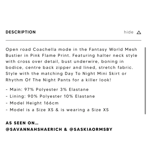 White Fox Fantasy World Bustier Pink Flame Print - Picture 5 of 5